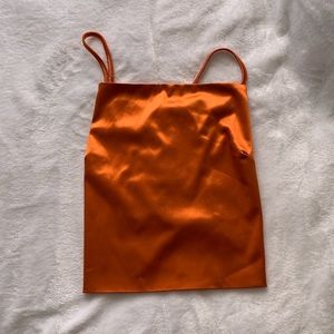 satin orange crop top